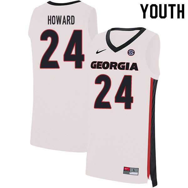 2020 Youth #24 Rodney Howard Georgia Bulldogs College Basketball Jerseys Sale-White - Click Image to Close